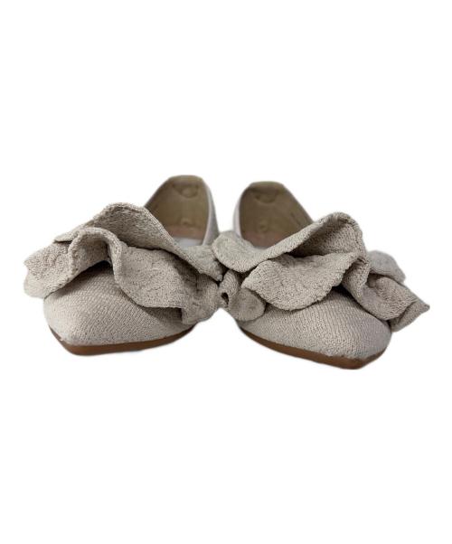 offen（オッフェン）Offen (オッフェン) フリル付フラットシューズ ベージュ サイズ:SIZE 23cmの古着・服飾アイテム