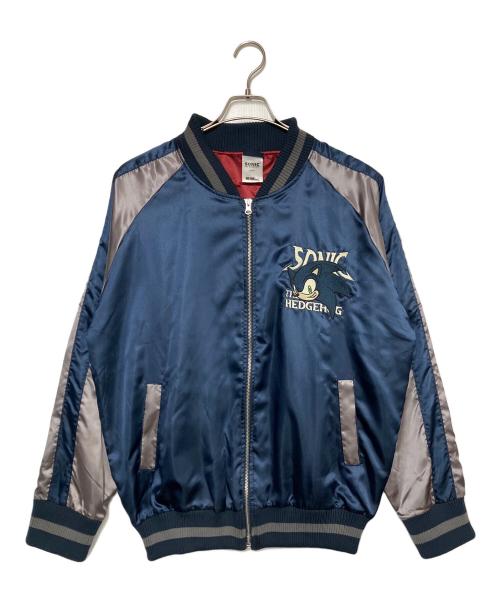 COSPA（コスパ）COSPA (コスパ) SONIC THE HEDGEHOG (ソニックザヘッジホッグ) スカジャン ネイビー×グレー サイズ:Ｌの古着・服飾アイテム