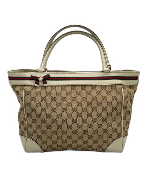 GUCCI（グッチ）GUCCI (グッチ) トートバッグ アイボリー×ブラウンの古着・服飾アイテム