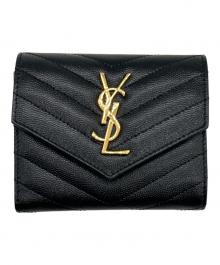 Saint Laurent Paris（サンローランパリ）の古着「3つ折り財布」｜ブラック×ゴールド