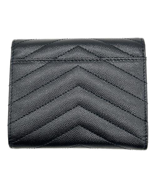 Saint Laurent Paris（サンローランパリ）Saint Laurent Paris (サンローランパリ) 3つ折り財布 ブラック×ゴールドの古着・服飾アイテム