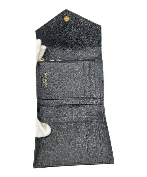 Saint Laurent Paris（サンローランパリ）Saint Laurent Paris (サンローランパリ) 3つ折り財布 ブラック×ゴールドの古着・服飾アイテム