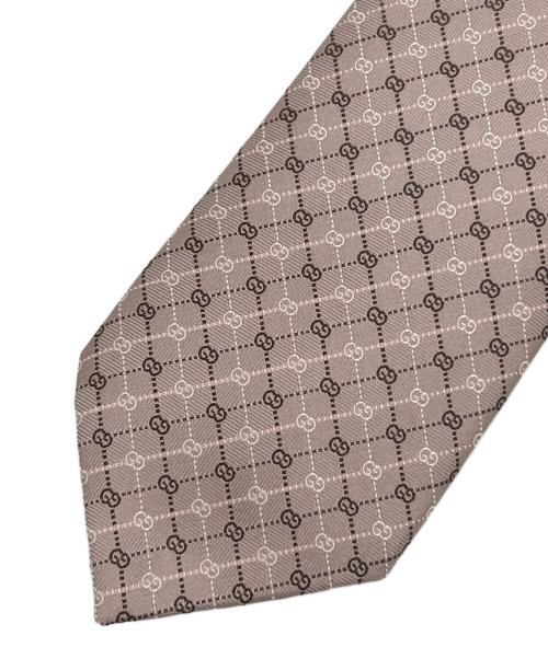 GUCCI（グッチ）GUCCI (グッチ) シルクネクタイ ブラウン×ホワイト サイズ:記載なしの古着・服飾アイテム