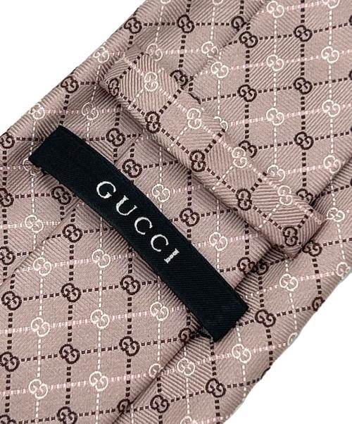 GUCCI（グッチ）GUCCI (グッチ) シルクネクタイ ブラウン×ホワイト サイズ:記載なしの古着・服飾アイテム