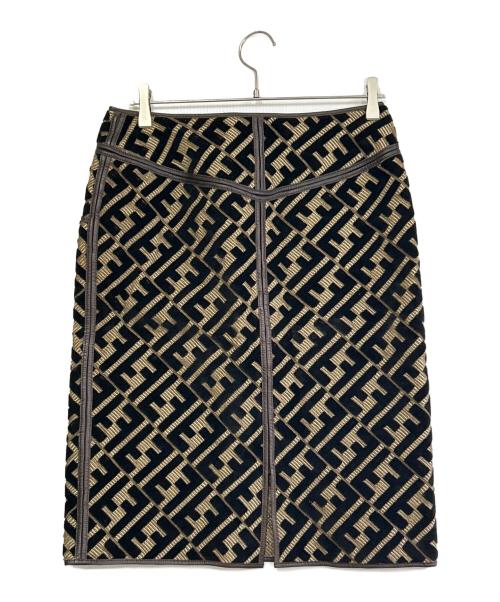 FENDI（フェンディ）FENDI (フェンディ) ロングスカート ブラック×ブラウン サイズ:SIZE Lの古着・服飾アイテム