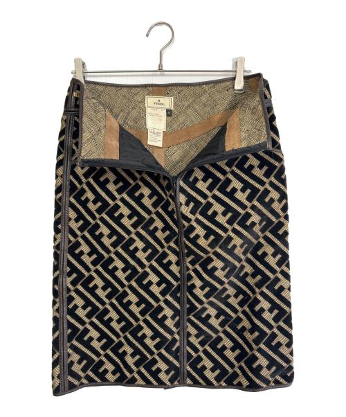 FENDI（フェンディ）FENDI (フェンディ) ロングスカート ブラック×ブラウン サイズ:SIZE Lの古着・服飾アイテム