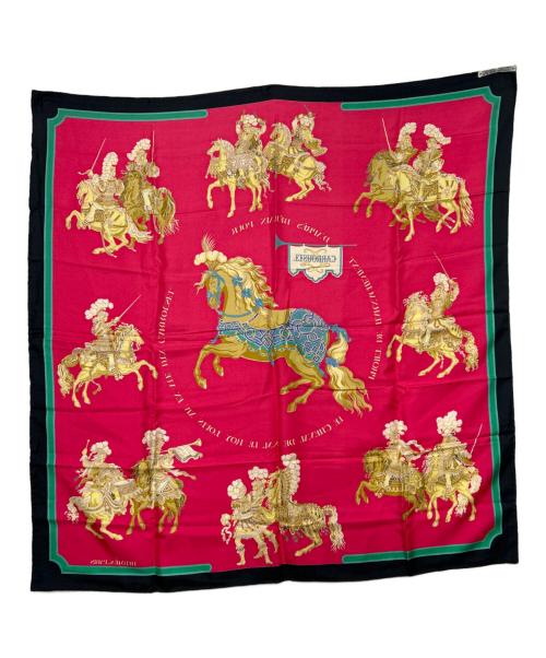 HERMES（エルメス）HERMES (エルメス) シルクスカーフ レッド×ブラックの古着・服飾アイテム