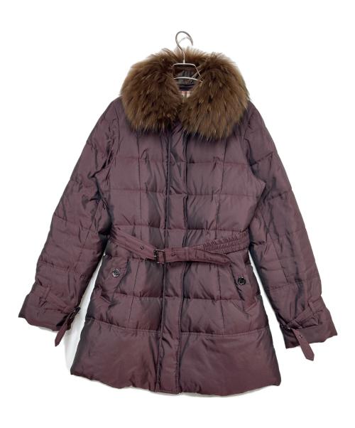 BURBERRY LONDON（バーバリーロンドン）BURBERRY LONDON (バーバリーロンドン) ラクーンファー付きダウンコート パープル サイズ:SIZE 40（M）の古着・服飾アイテム