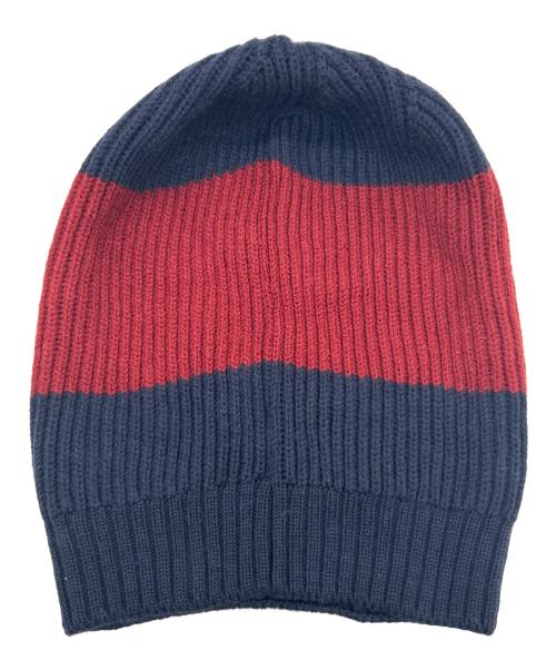 GUCCI（グッチ）GUCCI (グッチ) ニット帽 ネイビー×レッドの古着・服飾アイテム