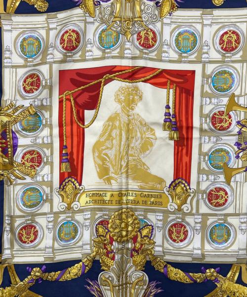 HERMES（エルメス）HERMES (エルメス) スカーフ ネイビーの古着・服飾アイテム