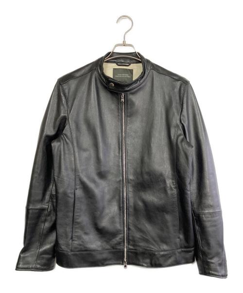 nano・universe（ナノ・ユニバース）nano・universe (ナノ・ユニバース) ラムレザー シングルライダースジャケット ブラック サイズ:Lの古着・服飾アイテム