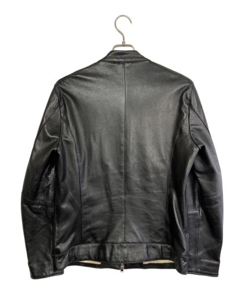 nano・universe（ナノ・ユニバース）nano・universe (ナノ・ユニバース) ラムレザー シングルライダースジャケット ブラック サイズ:Lの古着・服飾アイテム