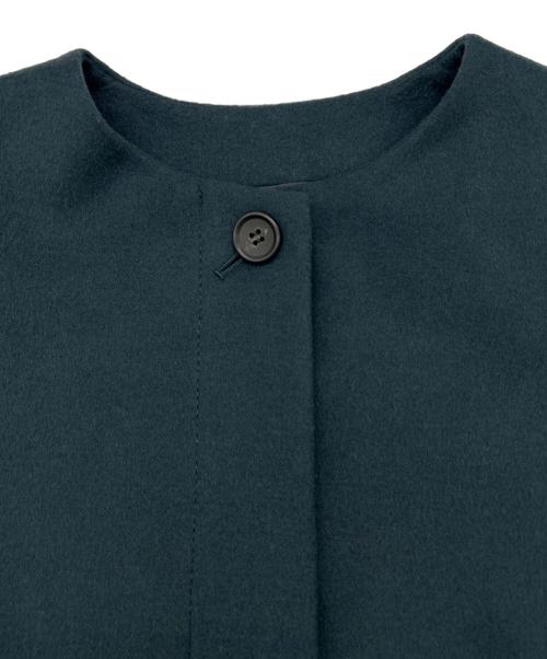 23区（ニジュウサンク）23区 (ニジュウサンク) カシミヤ混ノーカラーコート グリーン サイズ:SIZE 46（M）の古着・服飾アイテム