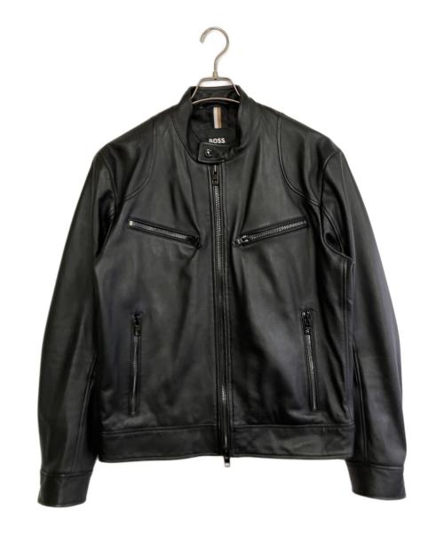 HUGO BOSS（ヒューゴ ボス）HUGO BOSS (ヒューゴ ボス) ラムレザージャケット ブラック サイズ:Lの古着・服飾アイテム