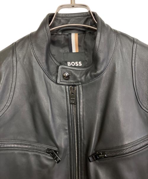 HUGO BOSS（ヒューゴ ボス）HUGO BOSS (ヒューゴ ボス) ラムレザージャケット ブラック サイズ:Lの古着・服飾アイテム