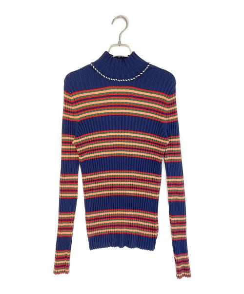 TORY BURCH（トリーバーチ）TORY BURCH (トリーバーチ) 薄手ニット ネイビー×ベージュ サイズ:Lの古着・服飾アイテム