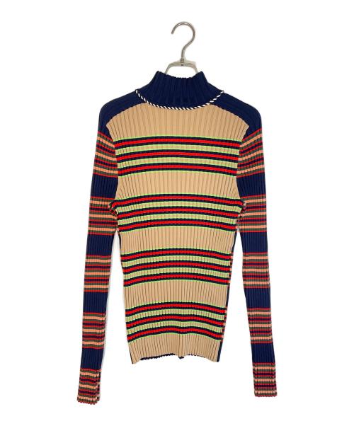 TORY BURCH（トリーバーチ）TORY BURCH (トリーバーチ) 薄手ニット ネイビー×ベージュ サイズ:Lの古着・服飾アイテム