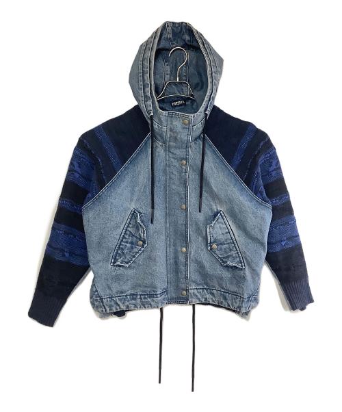 DIESEL（ディーゼル）DIESEL (ディーゼル) ニットデニムジャケット インディゴ×ブルー サイズ:Lの古着・服飾アイテム