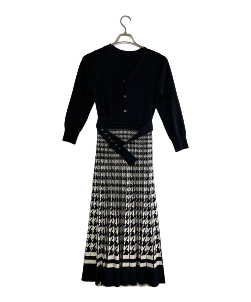 Diagram（ダイアグラム）Diagram (ダイアグラム) ニットワンピース ブラック×ホワイト サイズ:SIZE 36（S）の古着・服飾アイテム