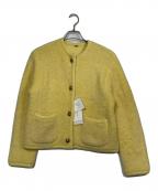 Mila Owenミラオーウェン）の古着「金釦ムートンライクボアニットカーディガン」｜イエロー