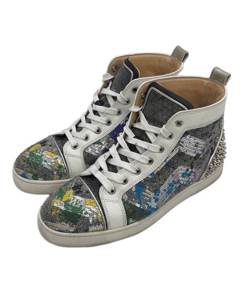 Christian Louboutin（クリスチャン・ルブタン）Christian Louboutin (クリスチャン・ルブタン) ハイカットスニーカー ホワイト×シルバー サイズ:SIZE 25.5cm(41)の古着・服飾アイテム
