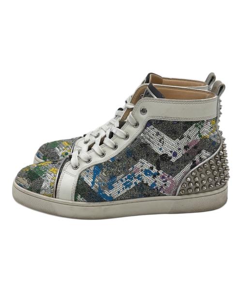 Christian Louboutin（クリスチャン・ルブタン）Christian Louboutin (クリスチャン・ルブタン) ハイカットスニーカー ホワイト×シルバー サイズ:SIZE 25.5cm(41)の古着・服飾アイテム