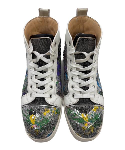 Christian Louboutin（クリスチャン・ルブタン）Christian Louboutin (クリスチャン・ルブタン) ハイカットスニーカー ホワイト×シルバー サイズ:SIZE 25.5cm(41)の古着・服飾アイテム
