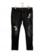 1PIU1UGUALE3 RELAXウノピゥウノウグァーレトレ リラックス）の古着「デニムパンツ」｜ブラック