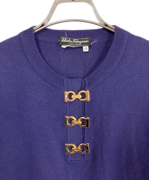 Salvatore Ferragamo（サルヴァトーレ フェラガモ）Salvatore Ferragamo (サルヴァトーレ フェラガモ) 厚手ニット ネイビー サイズ:Sの古着・服飾アイテム