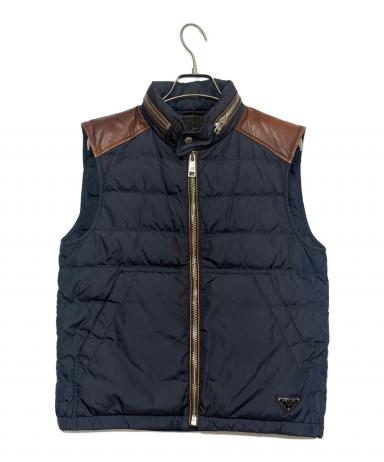 中古・古着通販】PRADA (プラダ) ダウンベスト ブラウン×ネイビー