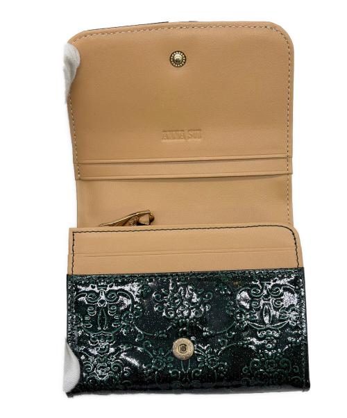 ANNA SUI（アナスイ）ANNA SUI (アナスイ) 2つ折り財布 グリーン×ベージュの古着・服飾アイテム