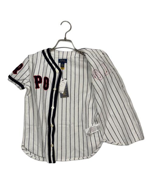 POLO RALPH LAUREN（ポロ・ラルフローレン）POLO RALPH LAUREN (ポロ・ラルフローレン) ベースボールシャツ ホワイト×ネイビー サイズ:130cm 未使用品の古着・服飾アイテム