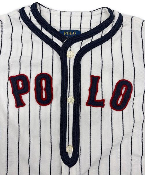 POLO RALPH LAUREN（ポロ・ラルフローレン）POLO RALPH LAUREN (ポロ・ラルフローレン) ベースボールシャツ ホワイト×ネイビー サイズ:130cm 未使用品の古着・服飾アイテム