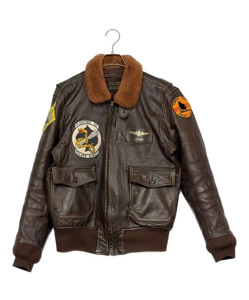 MORGAN PRODUCTION（モルガン プロダクションズ）MORGAN PRODUCTION (モルガン プロダクションズ) U.S.NAVY G-1レザーフライトジャケット ブラウン サイズ:SIZE 42（M)の古着・服飾アイテム