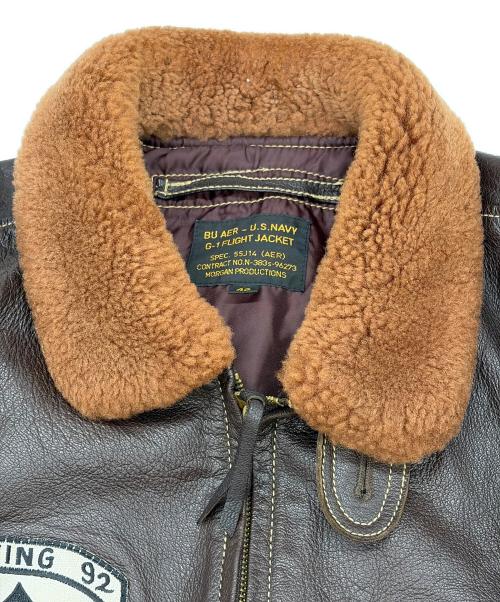 MORGAN PRODUCTION（モルガン プロダクションズ）MORGAN PRODUCTION (モルガン プロダクションズ) U.S.NAVY G-1レザーフライトジャケット ブラウン サイズ:SIZE 42（M)の古着・服飾アイテム