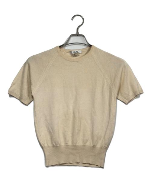 CELINE（セリーヌ）CELINE (セリーヌ) シルク・カシミヤ混半袖ニット アイボリー サイズ:SIZE 36（S）の古着・服飾アイテム