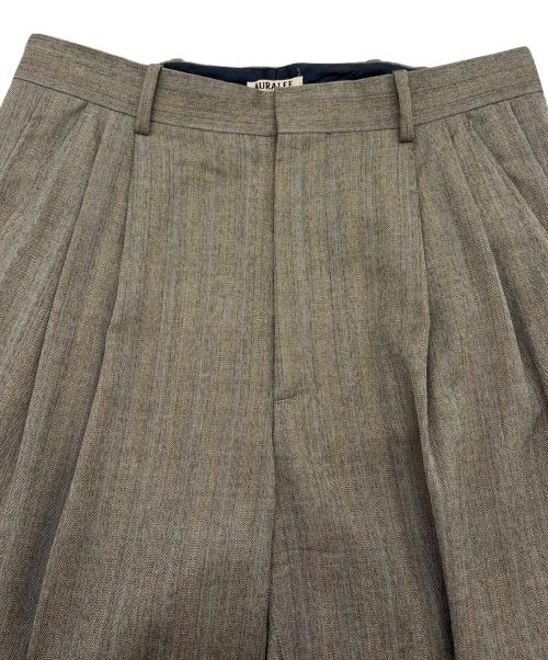 AURALEE（オーラリー）AURALEE (オーラリー) WOOL SILK HERRINGBONE WIDE SLACKS ブラウン サイズ:SIZE 4の古着・服飾アイテム