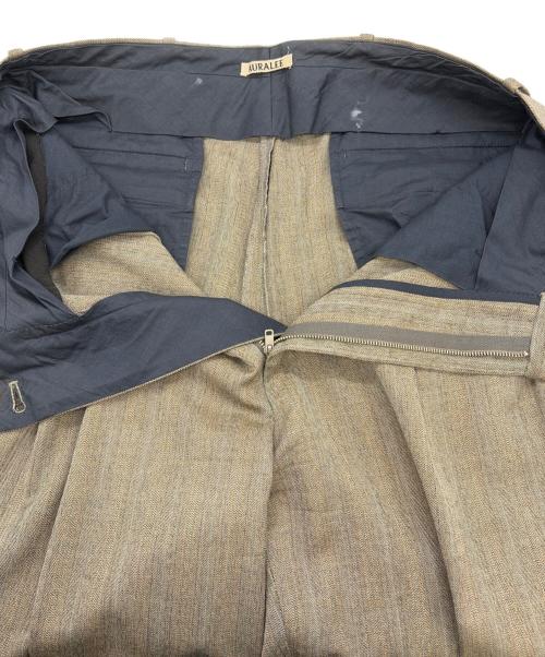 AURALEE（オーラリー）AURALEE (オーラリー) WOOL SILK HERRINGBONE WIDE SLACKS ブラウン サイズ:SIZE 4の古着・服飾アイテム