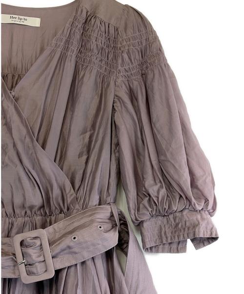 HER LIP TO（ハーリップトゥ）Her lip to (ハーリップトゥ) エアリー ボリュームスリーブ ドレス ラベンダー サイズ:SIZE Mの古着・服飾アイテム
