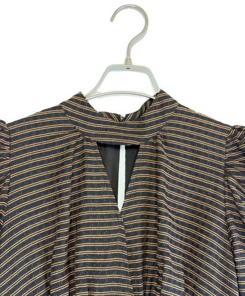 HER LIP TO（ハーリップトゥ）Her lip to (ハーリップトゥ) パフスリーブワンピース ブラック×ブラウン サイズ:SIZE Mの古着・服飾アイテム