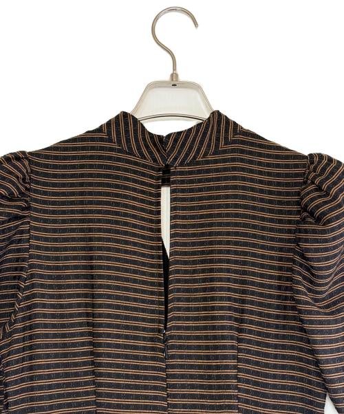 HER LIP TO（ハーリップトゥ）Her lip to (ハーリップトゥ) パフスリーブワンピース ブラック×ブラウン サイズ:SIZE Mの古着・服飾アイテム