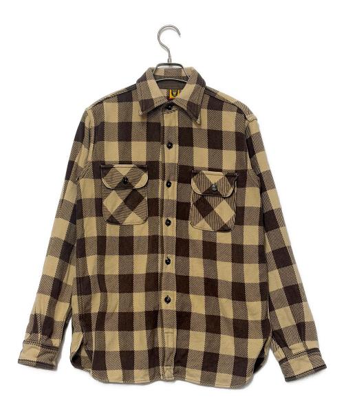 HUMAN MADE（ヒューマンメイド）HUMAN MADE (ヒューマンメイド) 長袖シャツ ブラウン×ベージュ サイズ:SIZE Sの古着・服飾アイテム