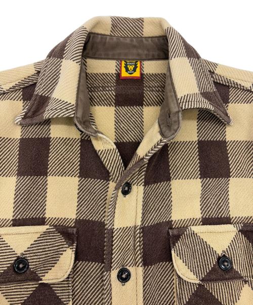 HUMAN MADE（ヒューマンメイド）HUMAN MADE (ヒューマンメイド) 長袖シャツ ブラウン×ベージュ サイズ:SIZE Sの古着・服飾アイテム