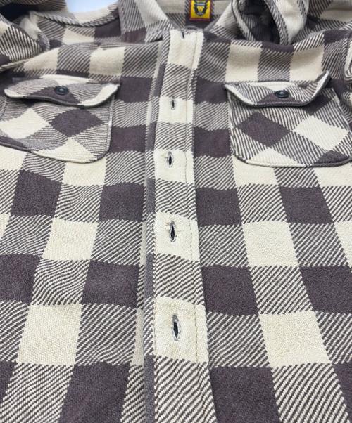 HUMAN MADE（ヒューマンメイド）HUMAN MADE (ヒューマンメイド) 長袖シャツ ブラウン×ベージュ サイズ:SIZE Sの古着・服飾アイテム
