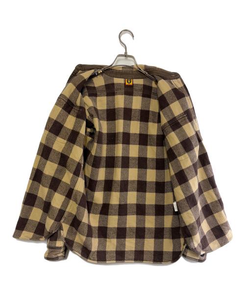 HUMAN MADE（ヒューマンメイド）HUMAN MADE (ヒューマンメイド) 長袖シャツ ブラウン×ベージュ サイズ:SIZE Sの古着・服飾アイテム