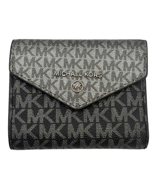 MICHAEL KORS（マイケル・コース）MICHAEL KORS (マイケル・コース) 3つ折り財布 ブラック×シルバーの古着・服飾アイテム
