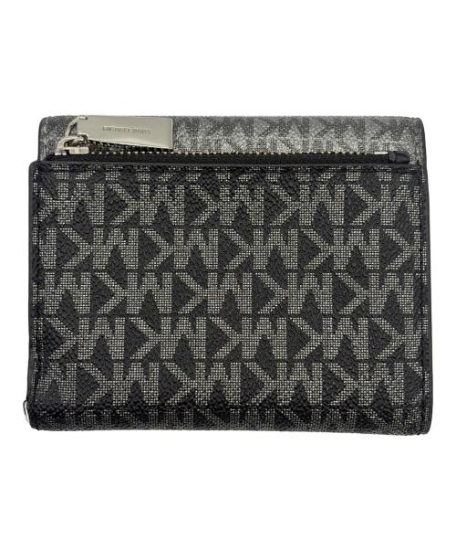 MICHAEL KORS（マイケル・コース）MICHAEL KORS (マイケル・コース) 3つ折り財布 ブラック×シルバーの古着・服飾アイテム