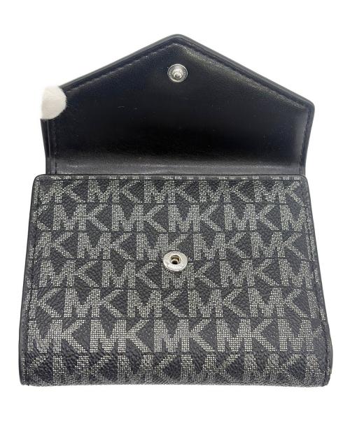 MICHAEL KORS（マイケル・コース）MICHAEL KORS (マイケル・コース) 3つ折り財布 ブラック×シルバーの古着・服飾アイテム