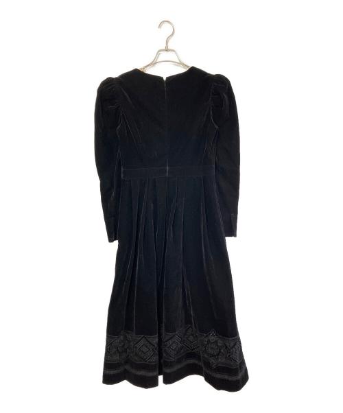 HER LIP TO（ハーリップトゥ）Her lip to (ハーリップトゥ) Embroidered Velour Midi Dress/ベロアドレス/長袖ワンピース ブラック サイズ:Mの古着・服飾アイテム