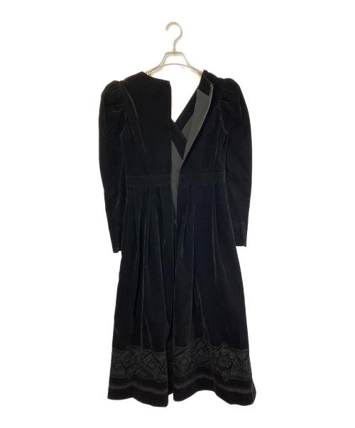 HER LIP TO（ハーリップトゥ）Her lip to (ハーリップトゥ) Embroidered Velour Midi Dress/ベロアドレス/長袖ワンピース ブラック サイズ:Mの古着・服飾アイテム
